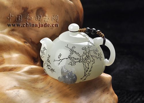 白玉子料-畫意把玩壺