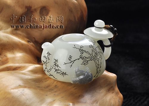 白玉子料-畫意把玩壺