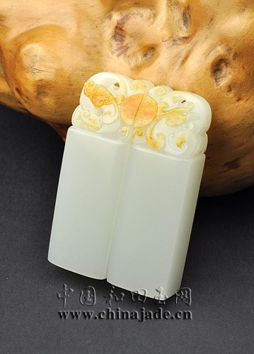 白玉子料-龍鳳呈祥對牌