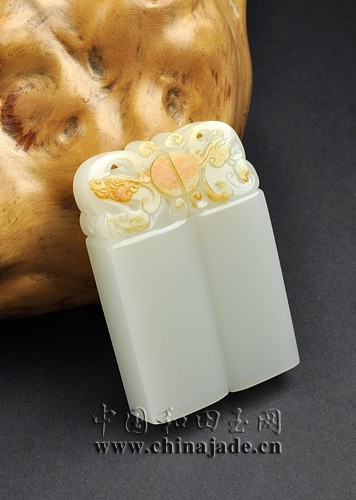 白玉子料-龍鳳呈祥對牌