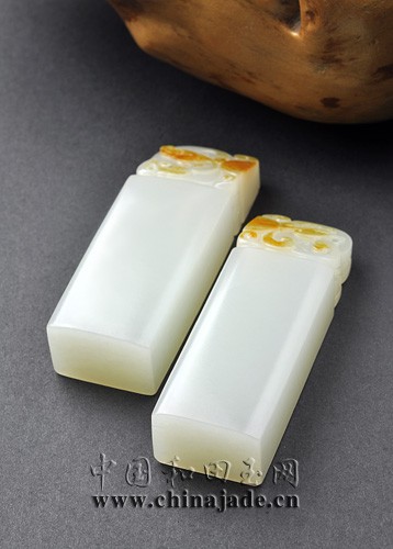 白玉子料-龍鳳呈祥對牌