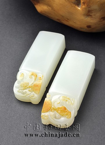 白玉子料-龍鳳呈祥對牌