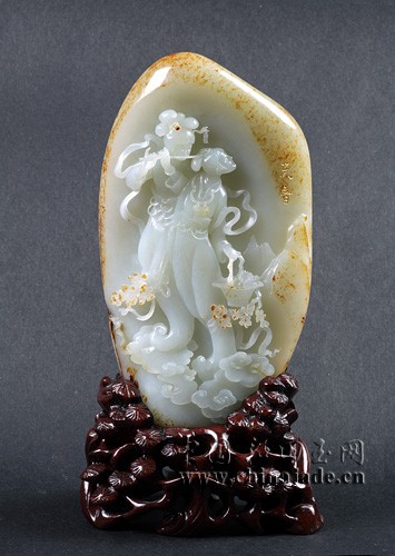 白玉子料擺件-天音