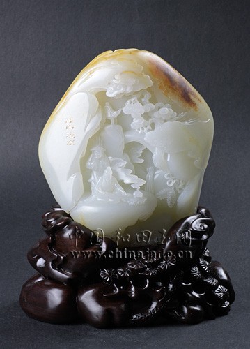 白玉子料擺件-高山流水