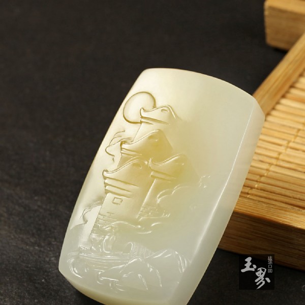 糖白玉牌-秋色江南 (馮鈐玉雕作品)