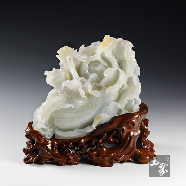 白玉子料擺件-佰財