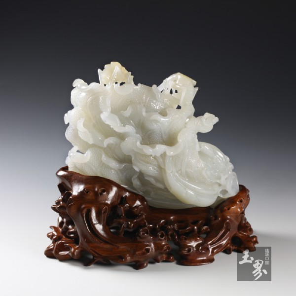 白玉子料擺件-佰財