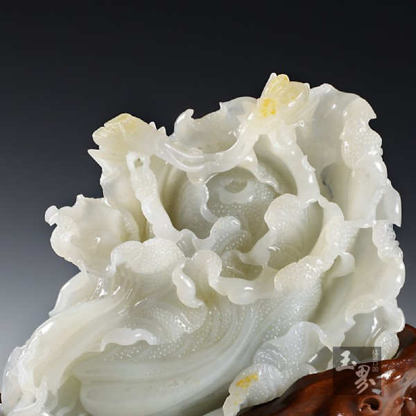 白玉子料擺件-佰財