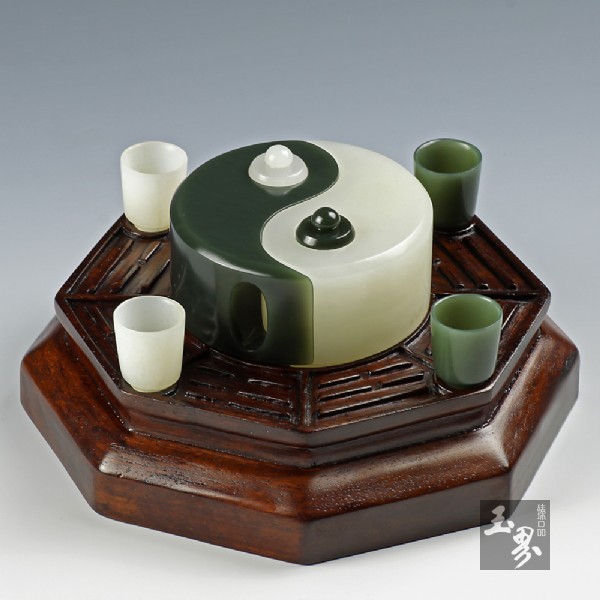 白玉、青玉-陰陽(yáng)太極壺 