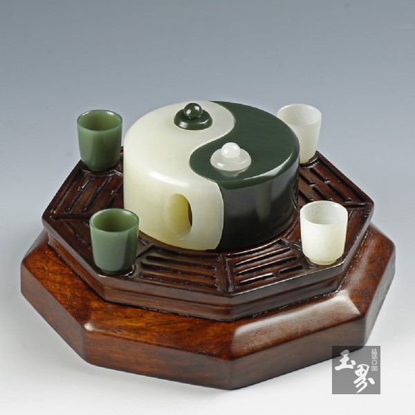 白玉、青玉-陰陽(yáng)太極壺 