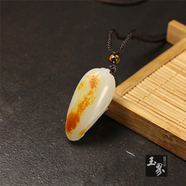 羊脂白玉子料掛件-小玉米 羊脂白玉子料掛件-小玉米