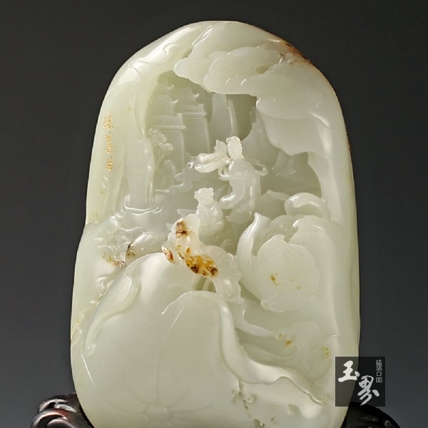 白玉籽料山子雕-采蓮曲