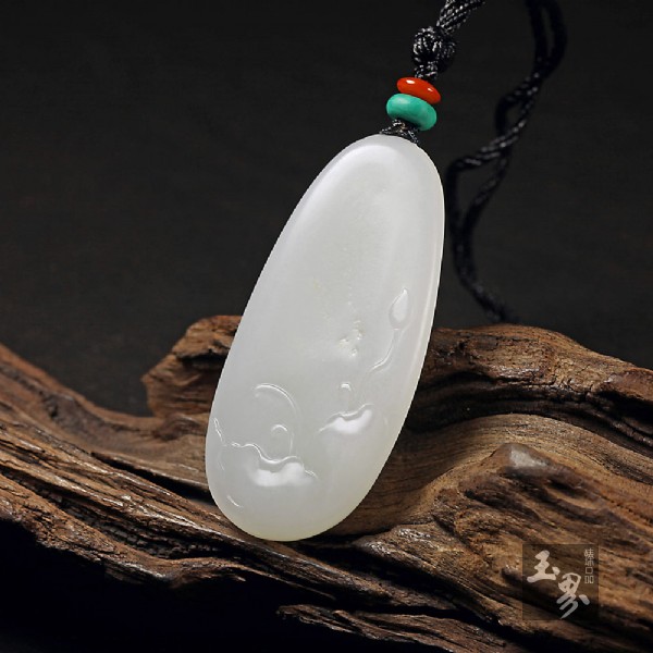 羊脂白玉子料把件-連年有余