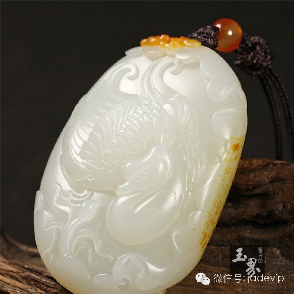 白玉子料掛件-鵝如意 