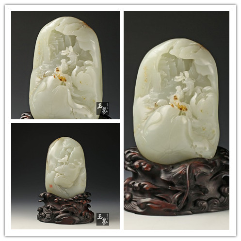 白玉籽料山子雕-采蓮曲