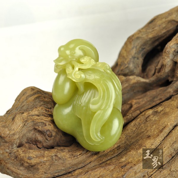 黃玉把件-鵝（我）如意 