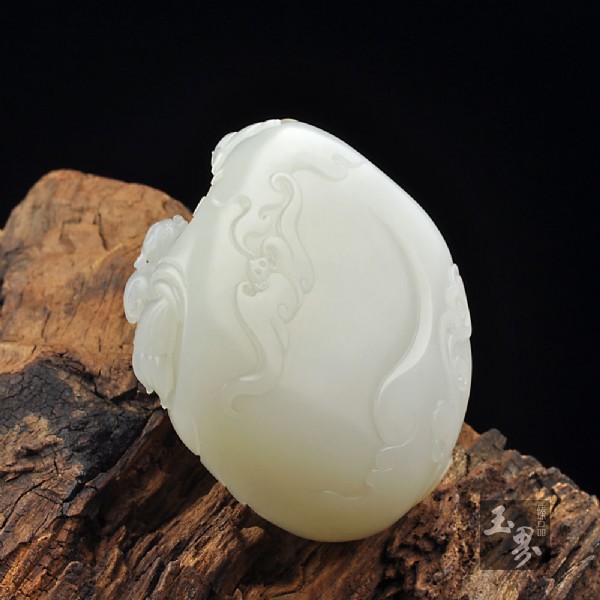 羊脂白玉子料把件-財神