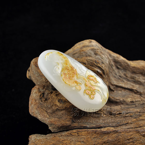 羊脂玉子料掛件-喜報三元