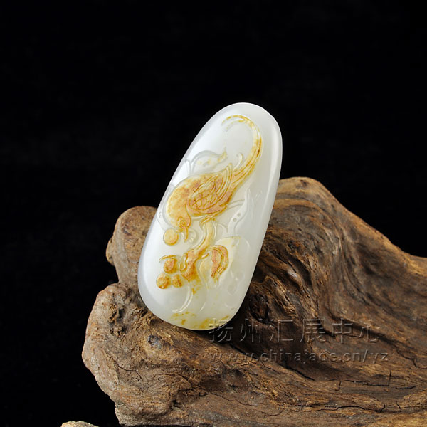 羊脂玉子料掛件-喜報三元