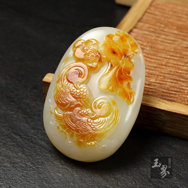 白玉子料掛件-和合美滿 