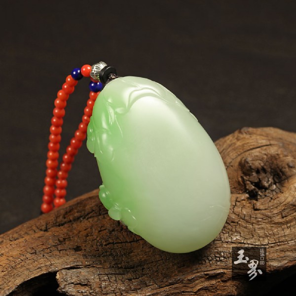 （翠青）白玉掛件-荷語